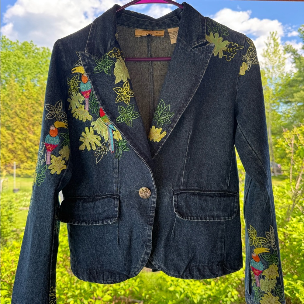 Carrie Allen Denim Embroidered Blazer